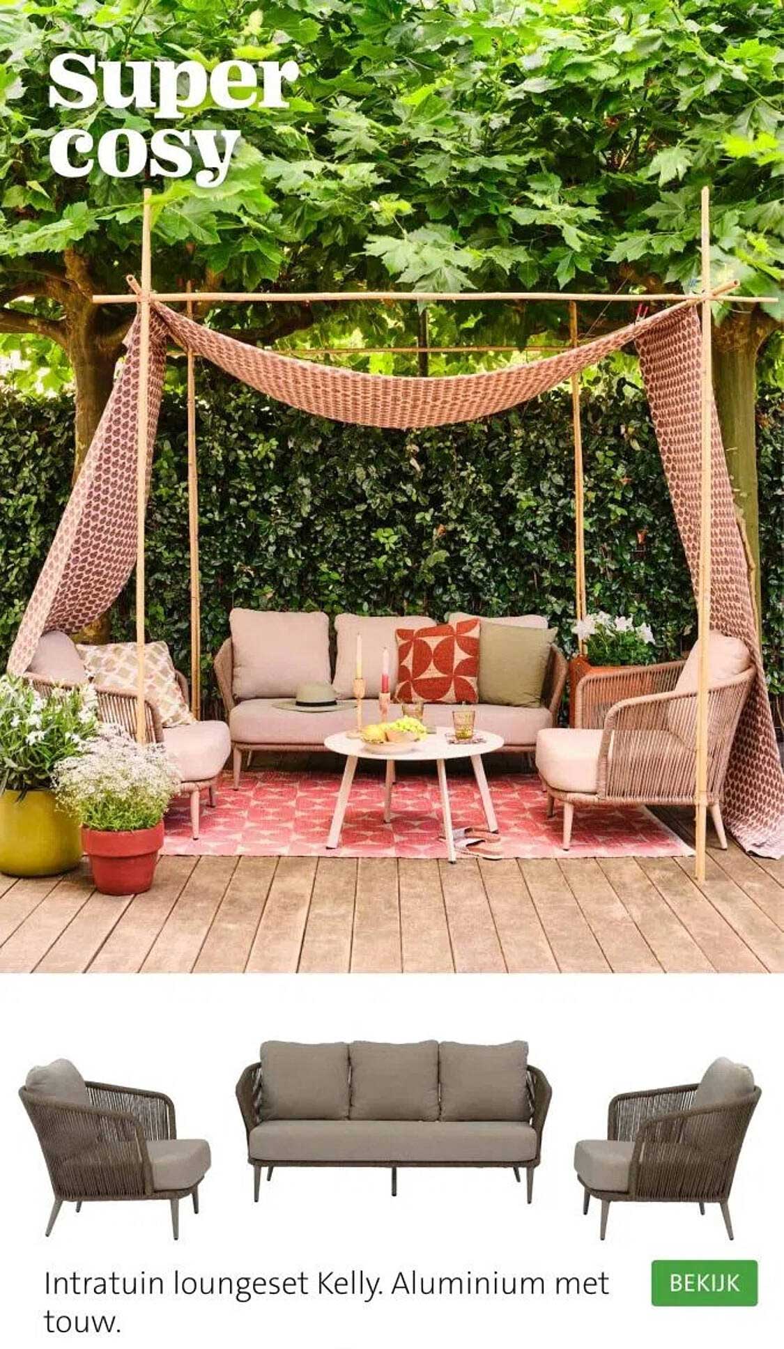 Intratuin lounge set Kelly. Aluminium met touw.