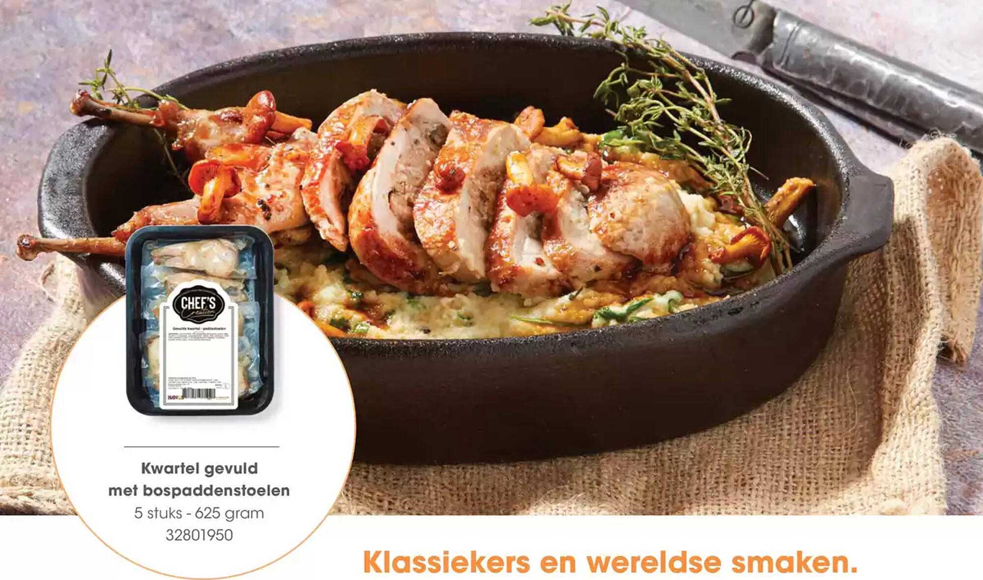 Kwartel gevuld met bospaddenstoelen - 5 stuks - 625 gram