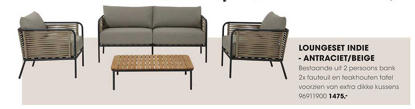 LOUNGSET INDIE - ANTRACIET/BEIGE