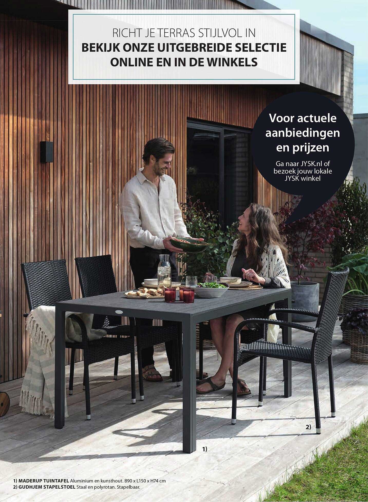 MADERUP TUINTAFEL en GUDHJEM STAPELSTOEL