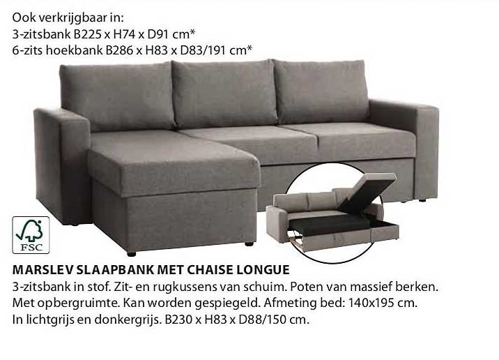 MARSLEV SLAAPBANK MET CHAISE LONGUE