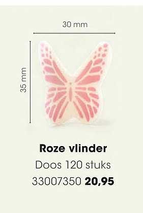 Roze vlinder - Doos 120 stuks