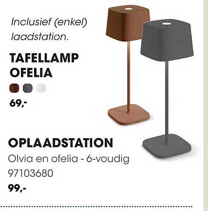 Tafellamp Ofelia met Oplaadstation