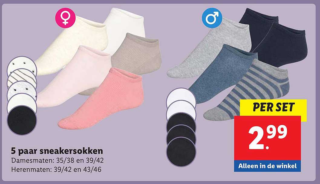 5 paar sneakersokken