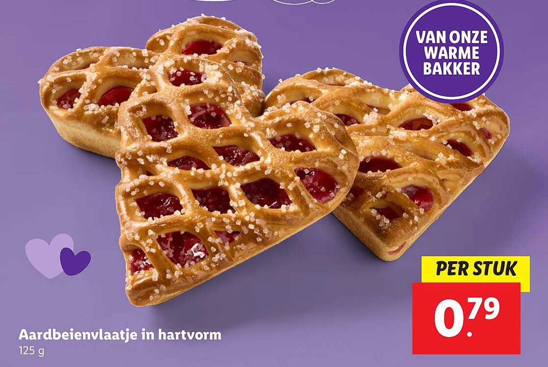 Aardbeienvlaatje in hartvorm