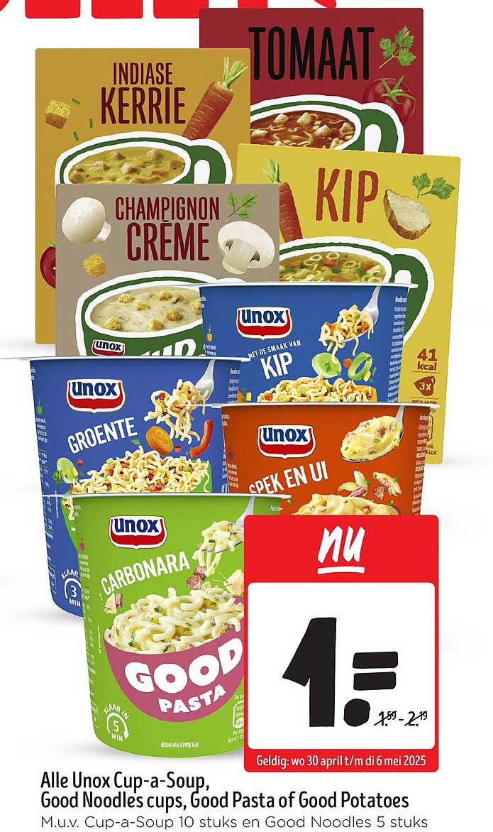 Alle Unox Cup-a-Soup, Good Noodles cups, Good Pasta of Good Potatoes