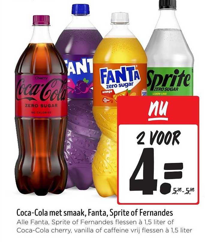 Coca-Cola met smaak, Fanta, Sprite of Fernandes