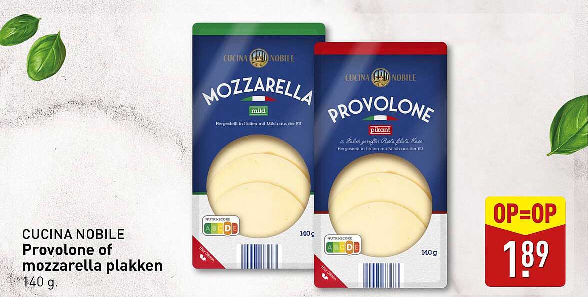 CUCINA NOBILE Provolone of mozzarella plakken 140 g