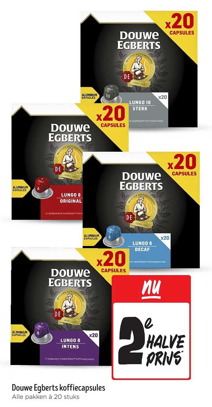 Douwe Egberts koffiecapsules 2e halve prijs