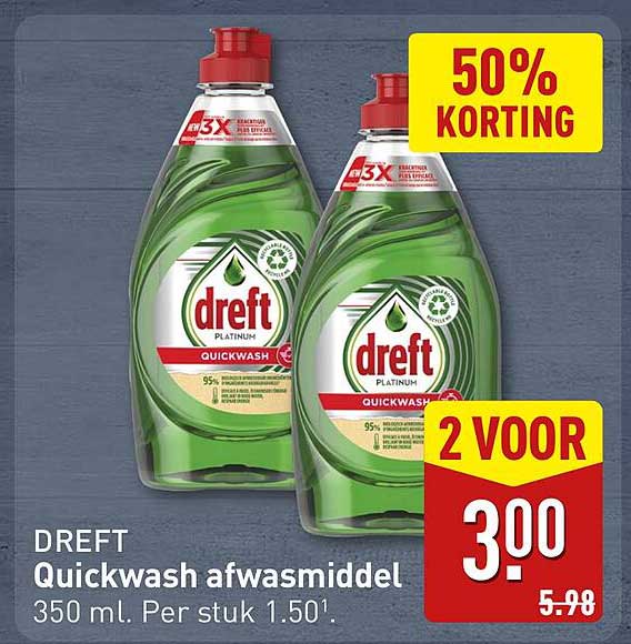 DREFT Quickwash afwasmiddel 350 mL. Per stuk 1.50'.