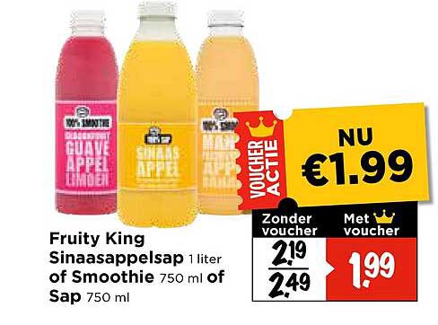 Fruity King Sinaasappelsap 1 liter of Smoothie 750 ml of Sap 750 ml