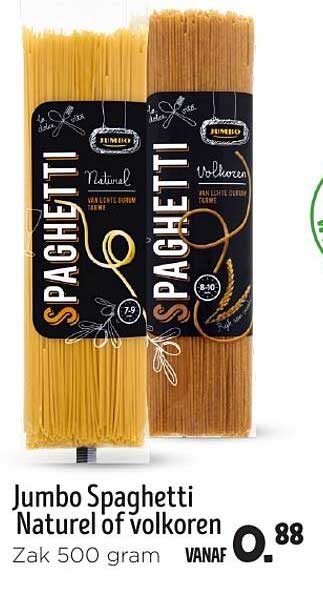 Jumbo Spaghetti Naturel of volkoren Zak 500 gram