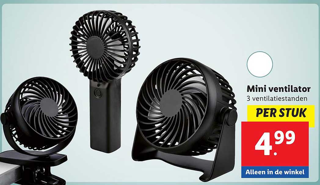 Mini ventilator met 3 ventilatiestanden