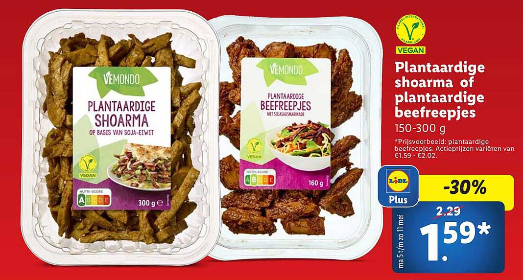 Plantaardige shoarma of plantaardige beefreepjes