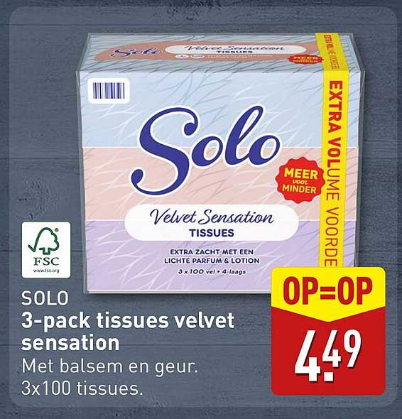 SOLO 3-pack tissues velvet sensation