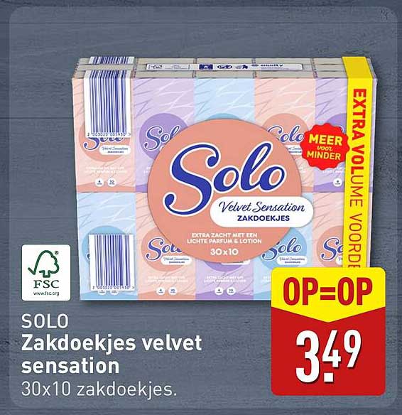 SOLO Zakdoekjes velvet sensation 30x10 zakdoekjes.