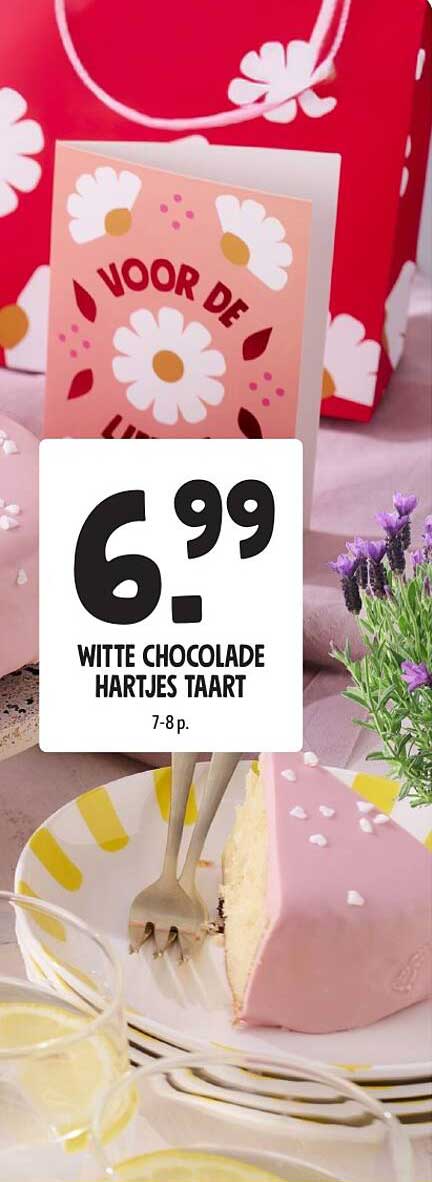 WITTE CHOCOLADE HARTJES TAART