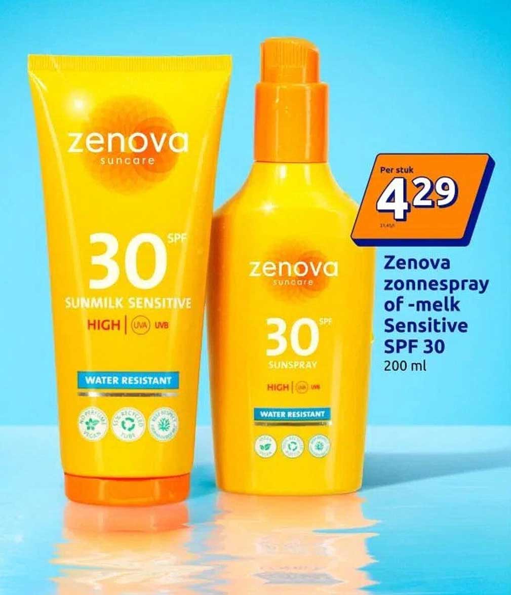 Zenova zonnespray of -melk Sensitive SPF 30 200 ml