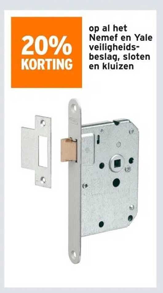 20% KORTING op al het Nemef en Yale veiligheidsbeslag, sloten en kluizen