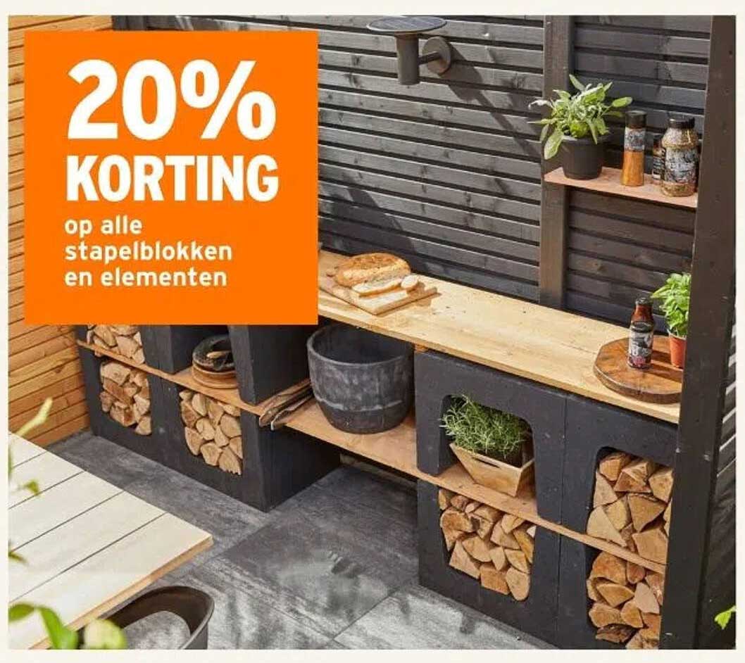 20% KORTING op alle stapelblokken en elementen