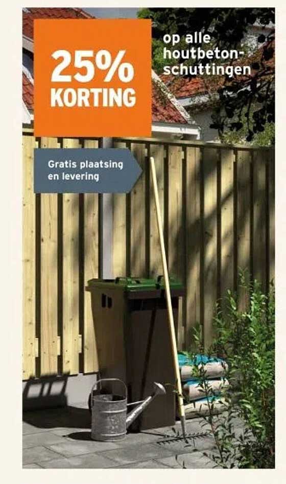 25% KORTING op alle houtbetonschuttingen