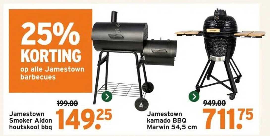 25% KORTING op alle Jamestown barbecues