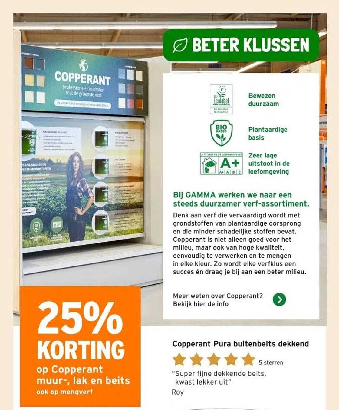 25% KORTING op Copperant muur-, lak en beits ook op mengverf