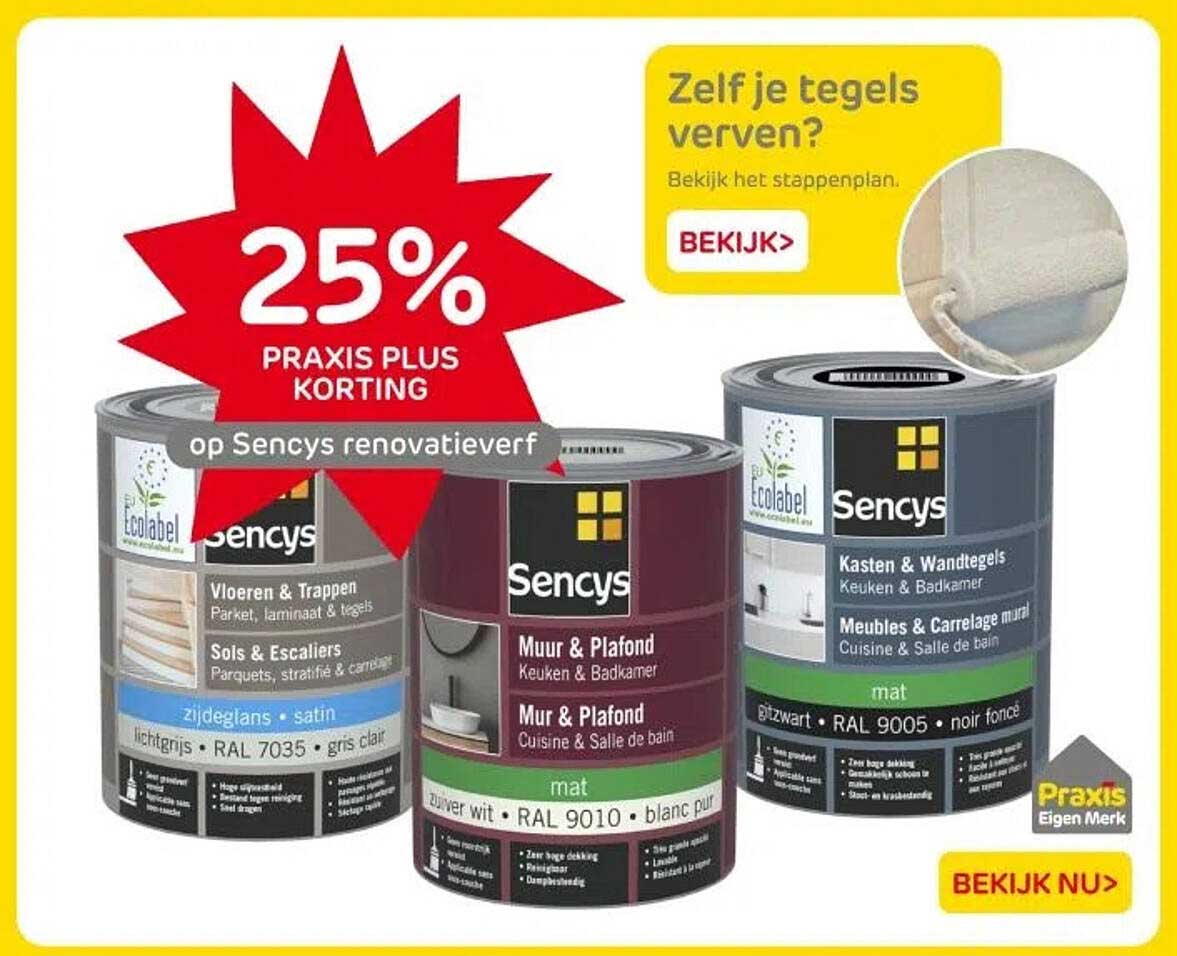 25% PRAxis Plus korting op Sencys renovatieverf