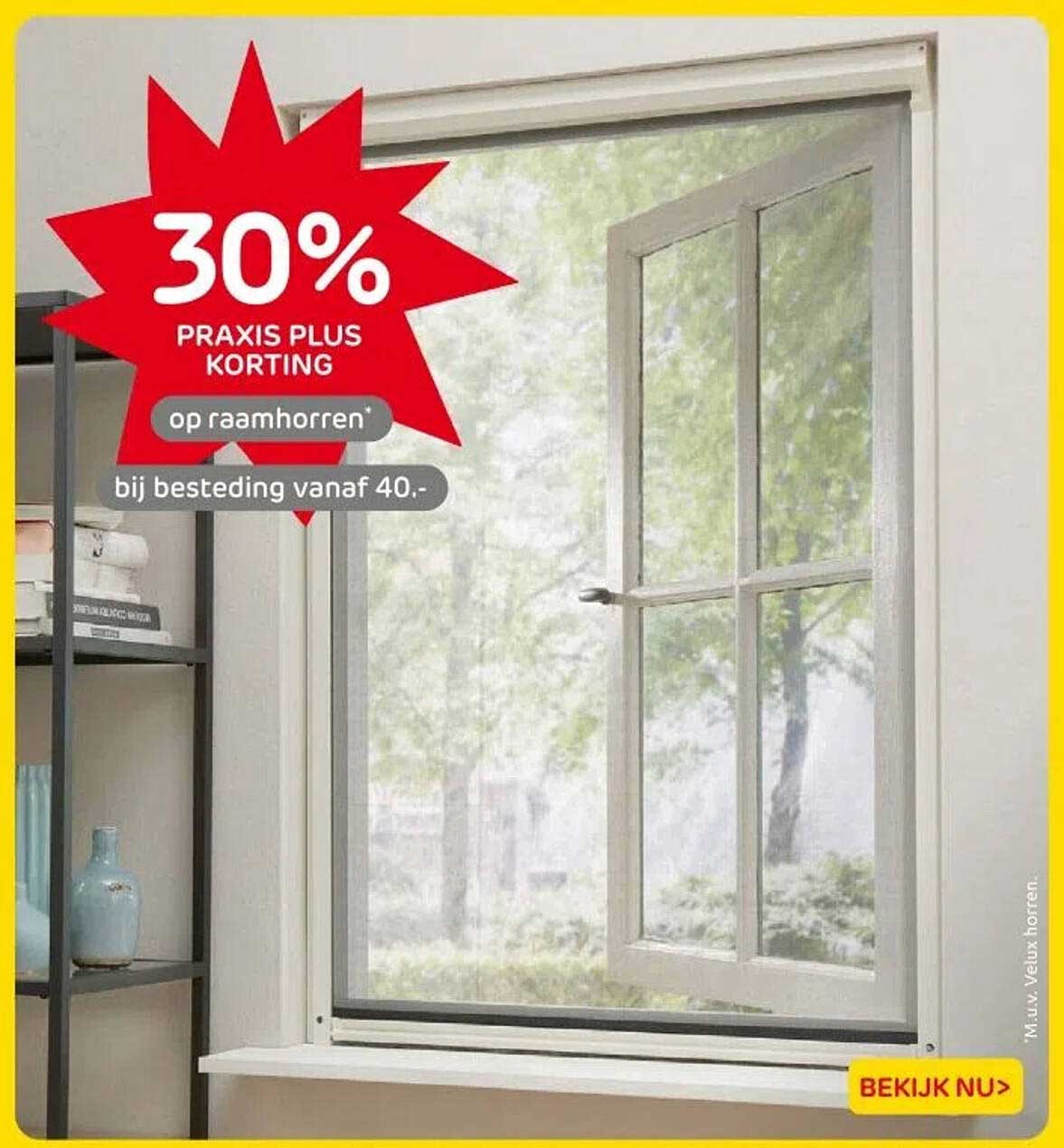 30% PRAKIS PLUS KORTING op raamhorren* bij besteding vanaf 40.-