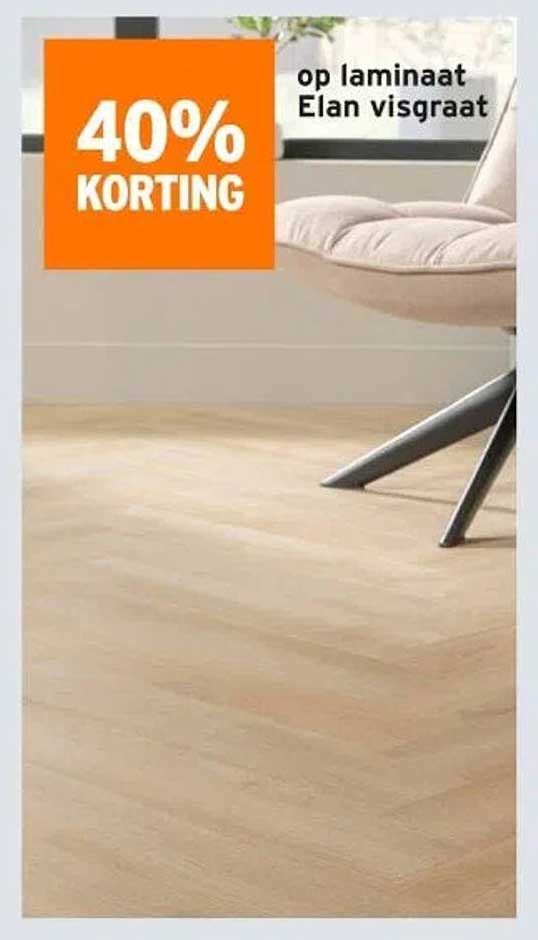 40% KORTING op laminaat Elan visgraat