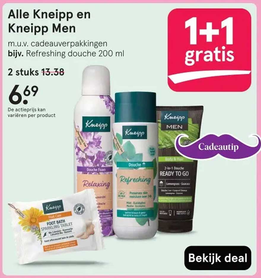 Alle Kneipp en Kneipp Men m.u.v. cadeauverpakkingen bijv. Refreshing douche 200 ml