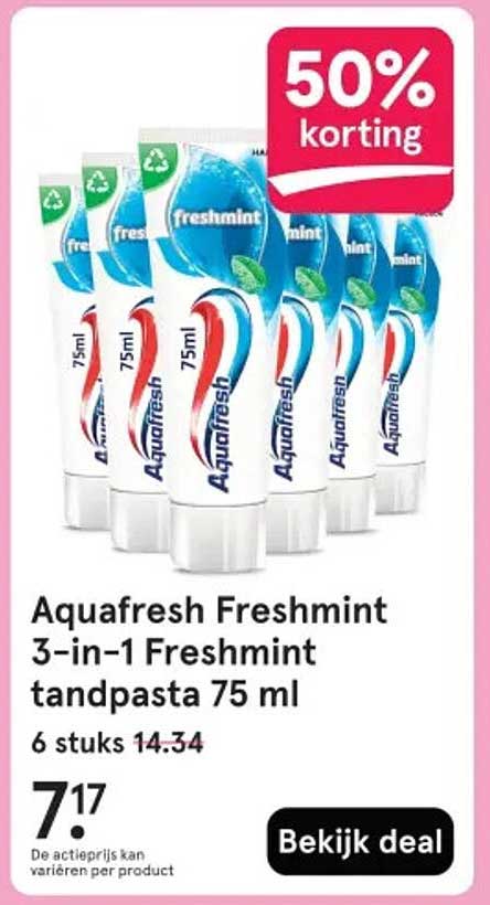 Aquafresh Freshmint 3-in-1 Freshmint tandpasta 75 ml