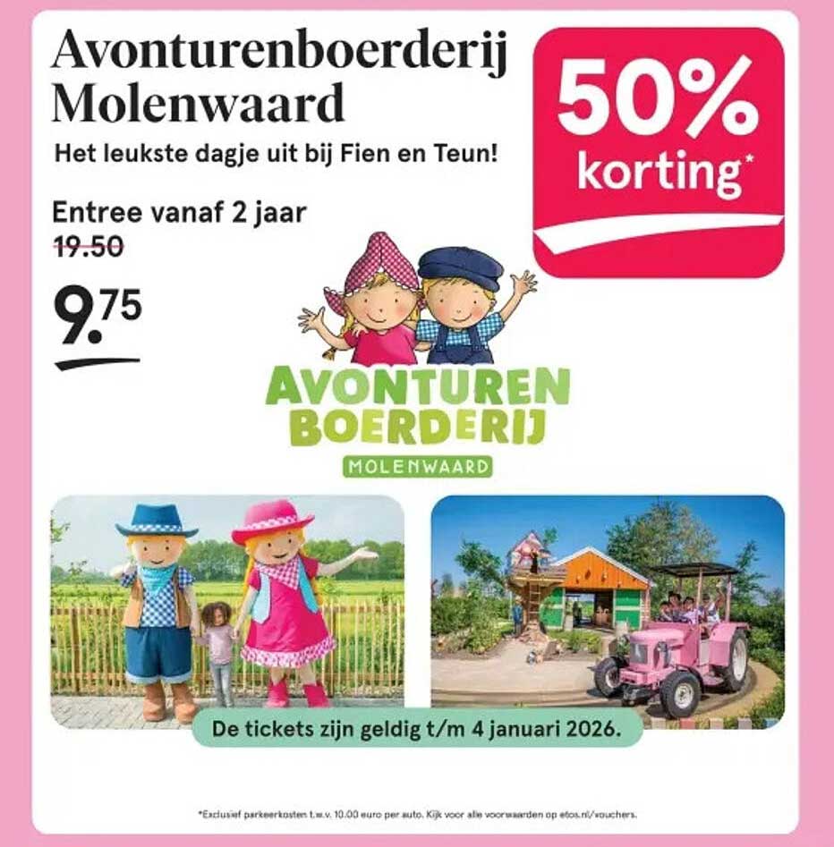 Avonturenboerderij Molenwaard - 50% korting