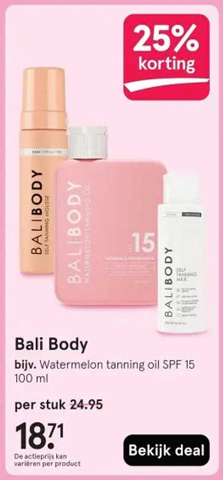 Bali Body bijv. Watermelon tanning oil SPF 15 100 ml