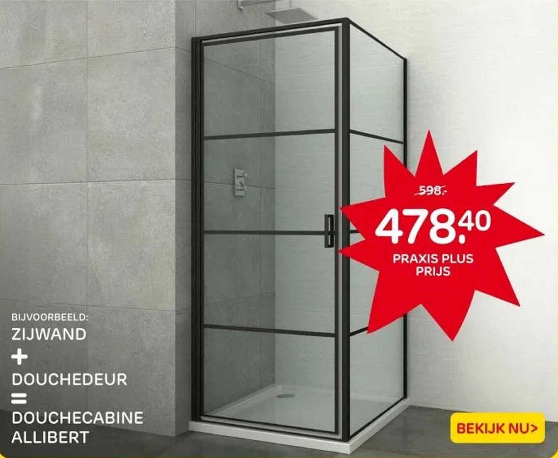 Bijvoorbeeld: Zijwand + Douchedeur = Douchecabine Allibert