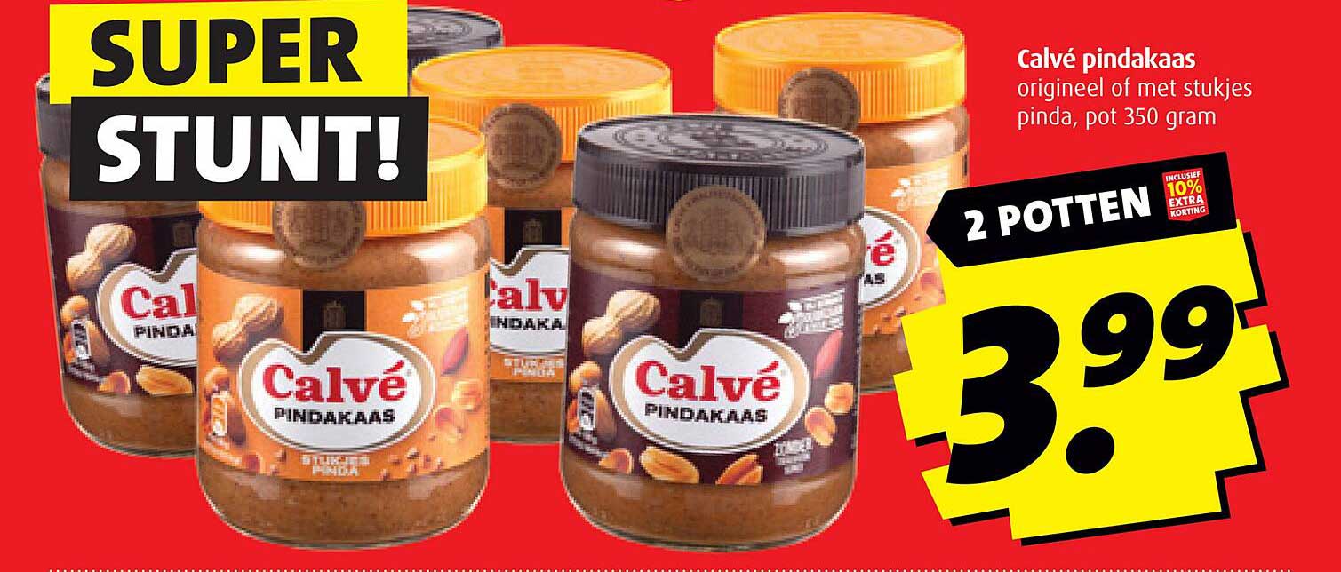 Calvé pindakaas origineel of met stukjes pinda, pot 350 gram