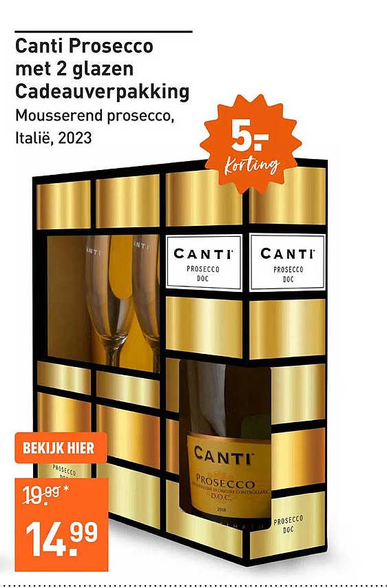 Canti Prosecco met 2 glazen Cadeauverpakking