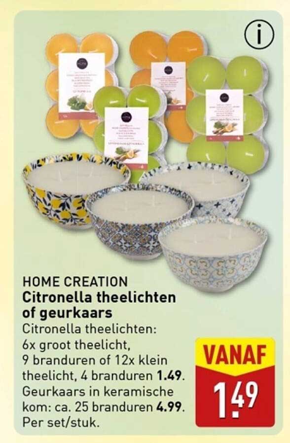 Citronella theelichten of geurkaars