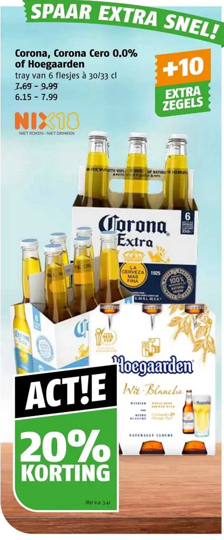 Corona, Corona Cero 0.0% of Hoegaarden tray van 6 flesjes à 30/33 cl