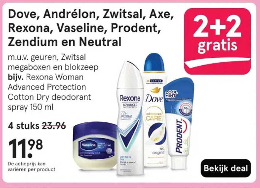 Dove, Andrélon, Zwitsal, Axe, Rexona, Vaseline, Prodent, Zendium en Neutral