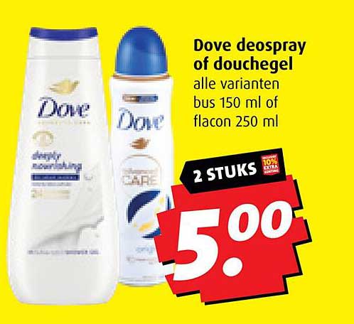 Dove deospray of douchegel