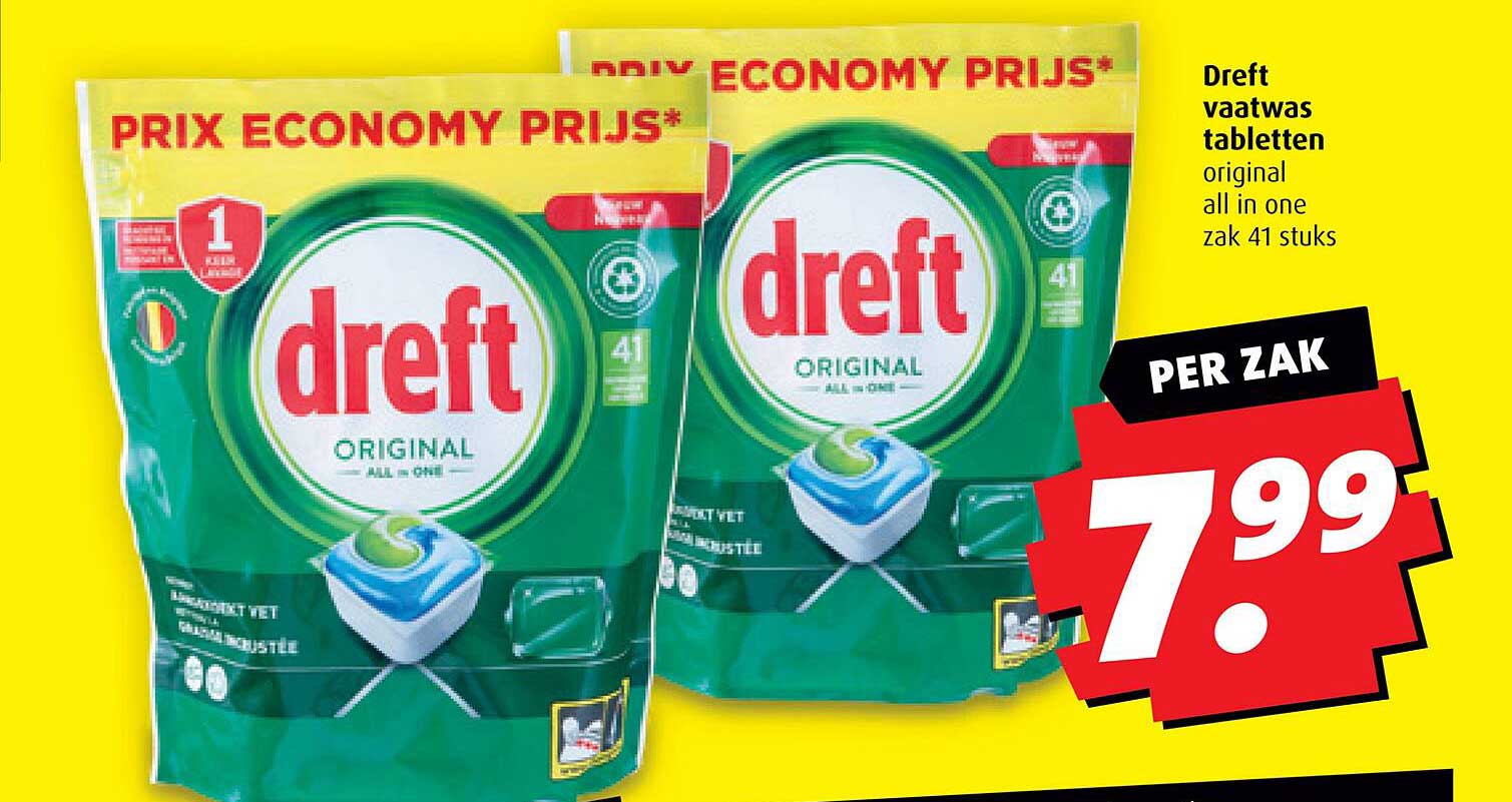 Dreft vaatwas tabletten original all in one zak 41 stuks