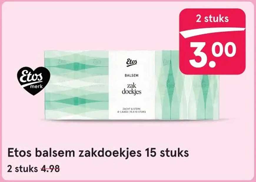 Etos balsem zakdoekjes 15 stuks