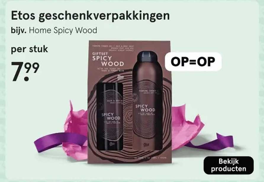 Etos geschenkverpakkingen bijv. Home Spicy Wood