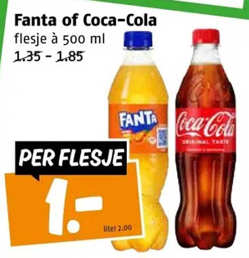 Fanta of Coca-Cola flesje à 500 ml