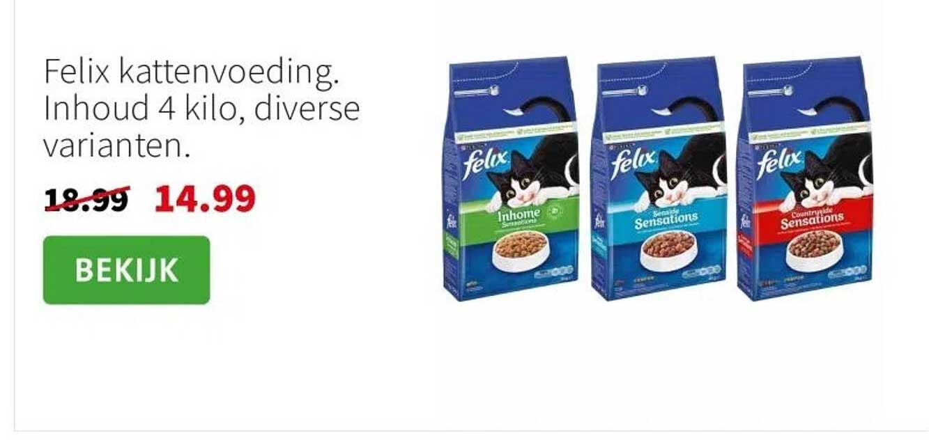 Felix kattenvoeding. Inhoud 4 kilo, diverse varianten.