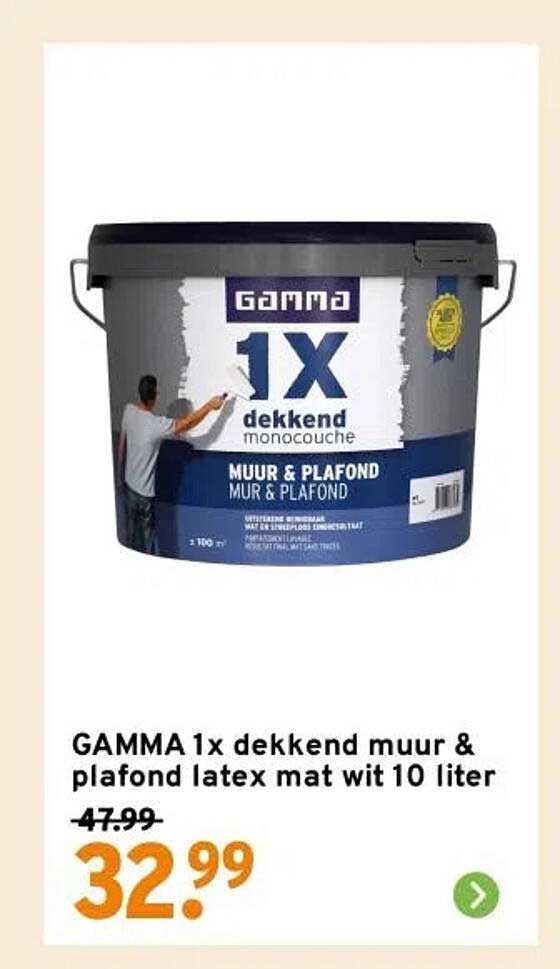 GAMMA 1x dekkend muur & plafond latex mat wit 10 liter