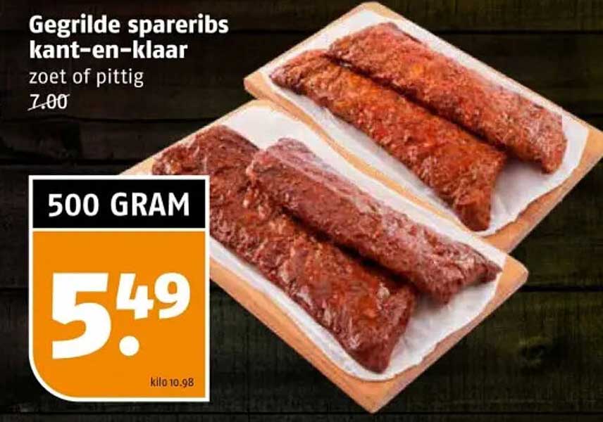 Gegrilde spareribs kant-en-klaar zoet of pittig