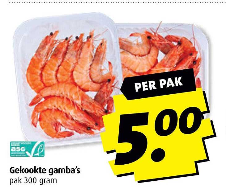 Gekookte gamba’s pak 300 gram