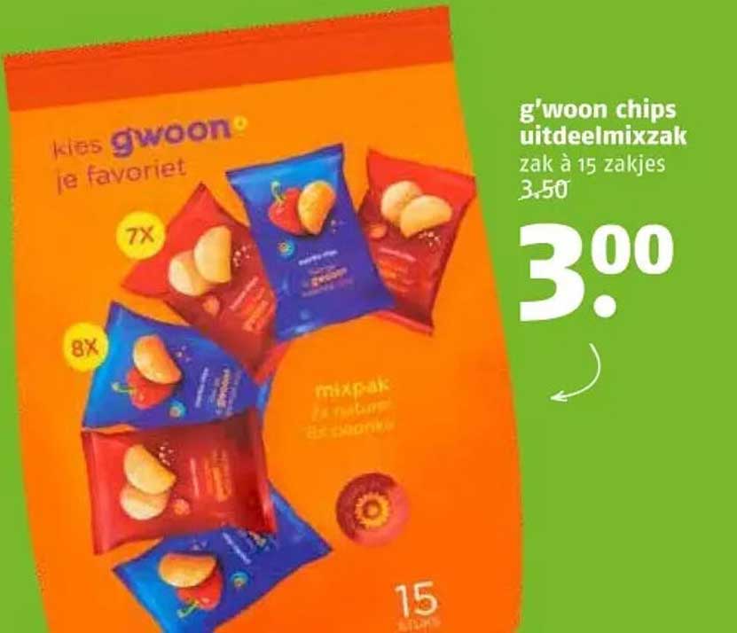 g'woon chips uitdeelmixzak zak à 15 zakjes